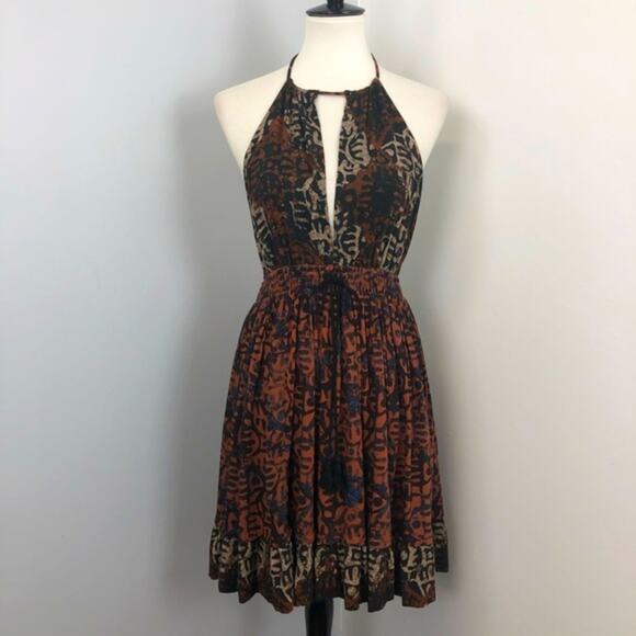 Free People Beach Day Open Back Halter Mini Dress In Black Medium - Picture 1 of 13